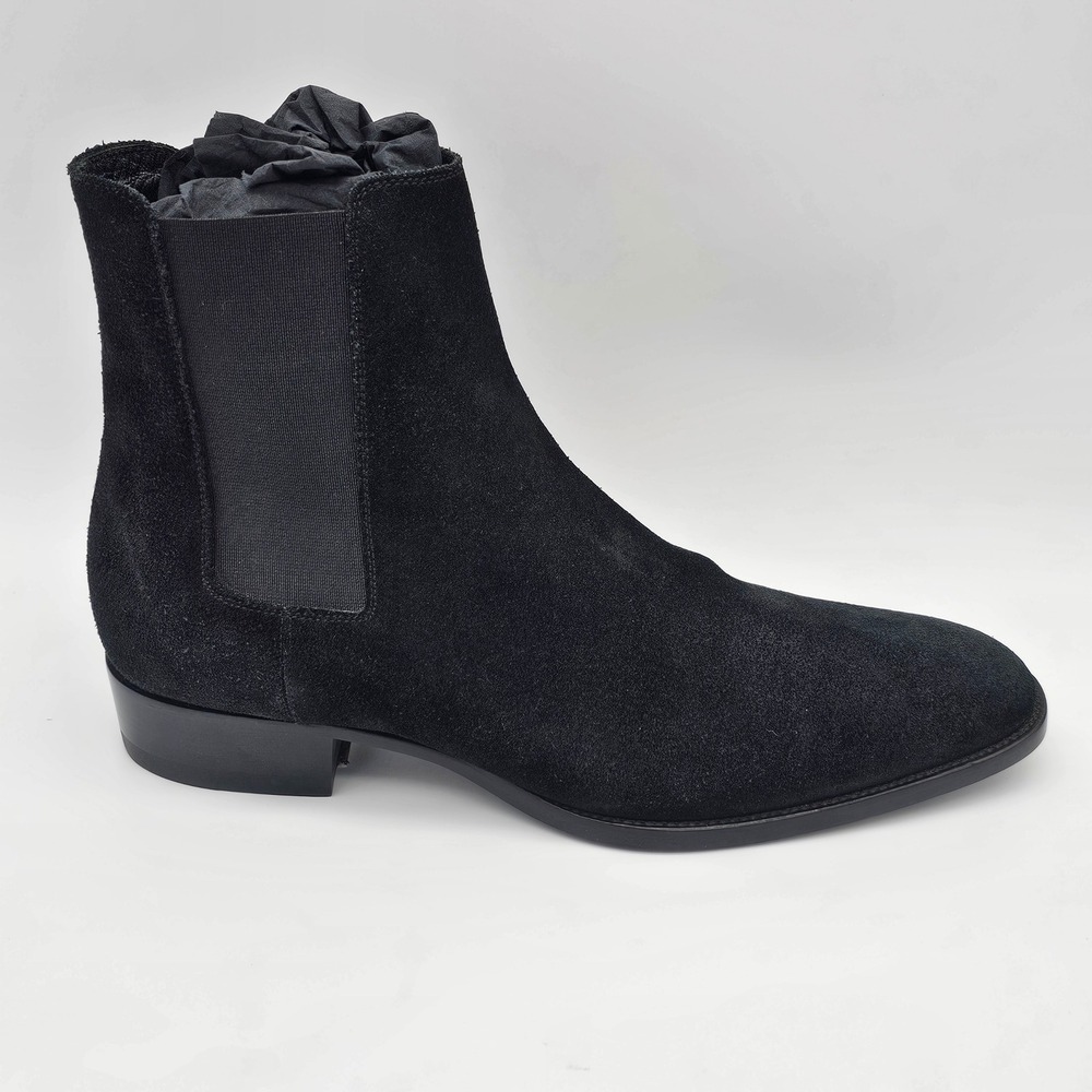 Saint Laurent Mens Wyatt 30 Chelsea Boot Suede Leather Nero Black 41